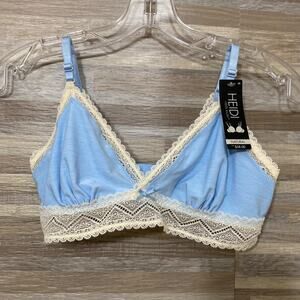 Heidi Klum Bra Blue with Lace Adjustable Strap Natural Lift Womens Medium New